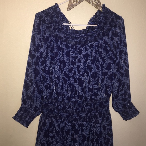 MICHAEL KORS navy BLUE sparkly long sleeve DRESS - Picture 4 of 8